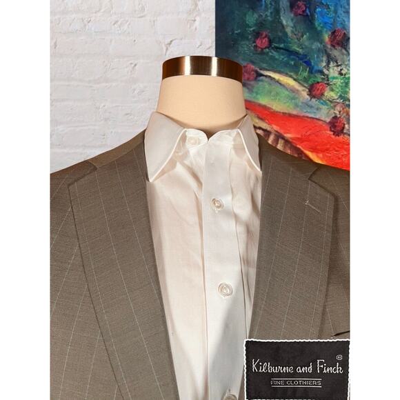 Kilburne and Finch 48R Gray Blue Pinstripe Blazer Casual Sport Coat Jacket - Picture 2 of 15